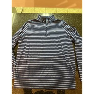 Vineyard‎ Vines Men's Pullover 1/4 Zip Cotton Sweater Blue Stripe Sz L Preppy